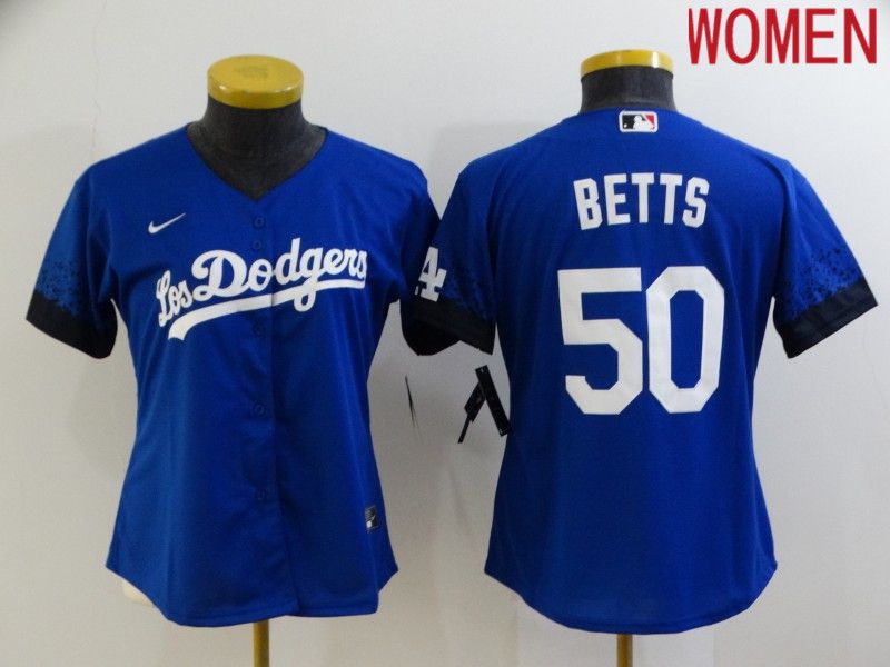 Women Los Angeles Dodgers #50 Betts Blue City Edition Game Nike 2021 MLB Jersey->youth mlb jersey->Youth Jersey